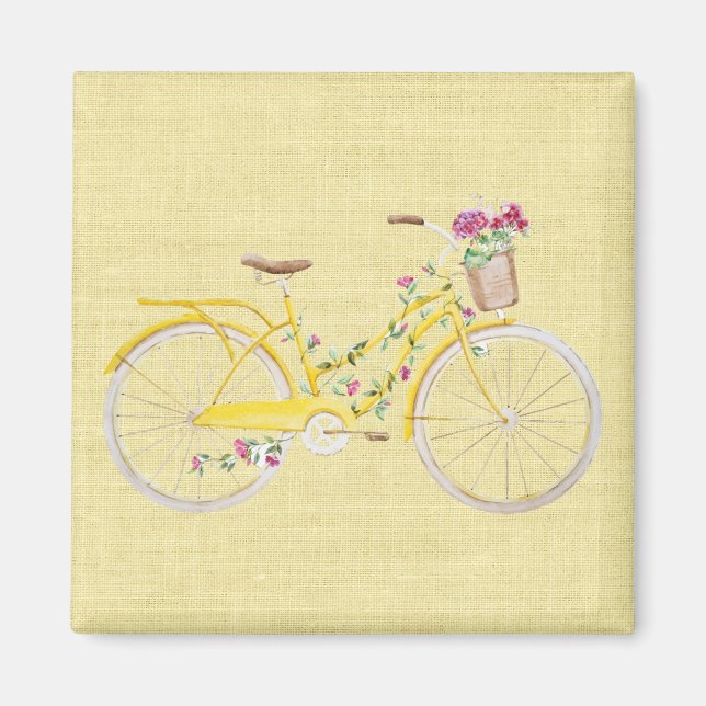 Akvarell Gul Cykel Magnet (Framsidan)