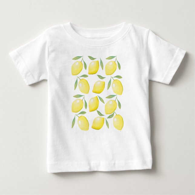 Akvarell Gula Citroner T Shirt (Framsida)