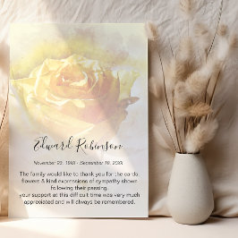 Akvarell Gula Roser Minneskort Tackkort Tack Kort