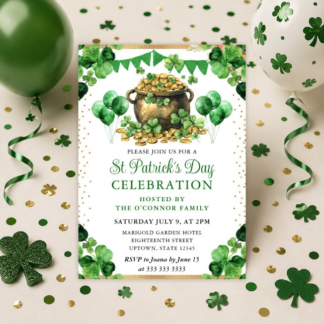 Akvarell Guldskål St Patricks dag Inbjudningar (Skapare uppladdad)