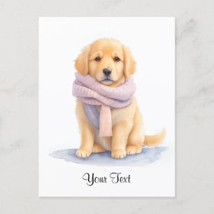 Akvarell Guldsvan Retriever Valp Hund Personlig Vykort
