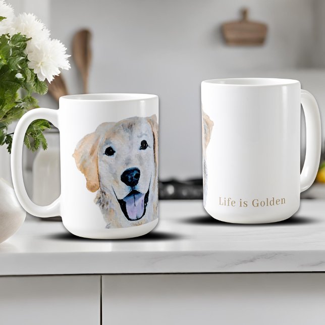 Akvarell Guldsvans Hund Kaffemugg (Skapare uppladdad)