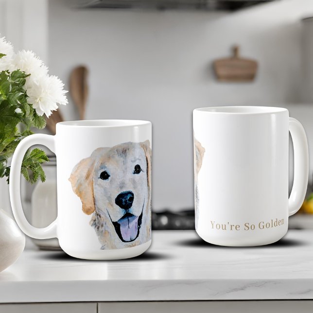 Akvarell Guldsvart Hund Kaffemugg (Skapare uppladdad)