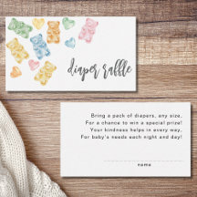 Akvarell Gummibjörnar Baby Shower Blöja Lotteri
