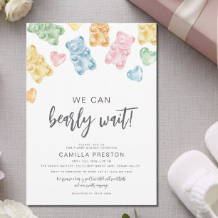 Akvarell Gummibjörnar Baby Shower Inbjudningar
