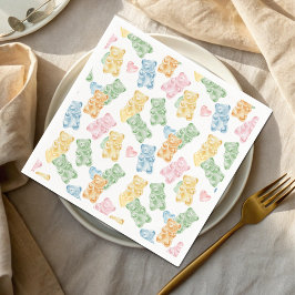 Akvarell Gummibjörnar Baby Shower Pappersservett
