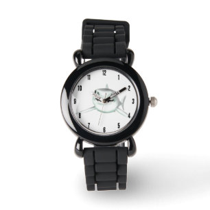 akvarell haj smilande grå grön ocean djur  armbandsur