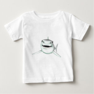 akvarell haj smilande grå grön ocean djur t shirt