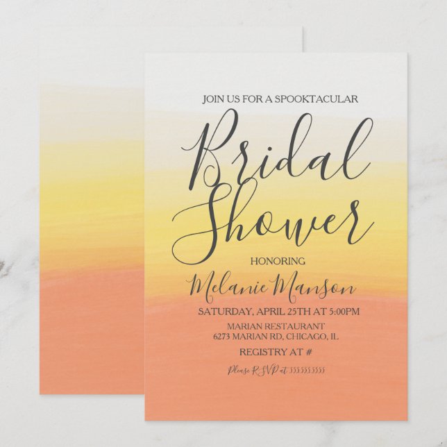 Akvarell Halloween-majs Bröllopsdusch  Inbjudningar (Fram/baksida)