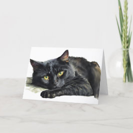 Akvarell Halloween Svart Katt Helgkort