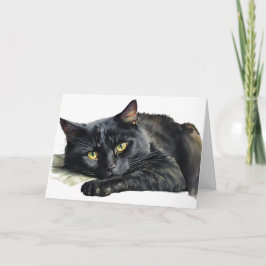 Akvarell Halloween Svart Katt Helgkort