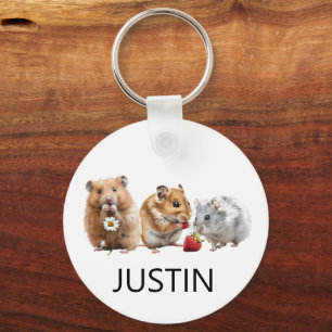 Akvarell Hamster Husdjur Älskare Monogram Nyckelring