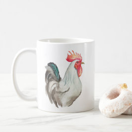 Akvarell handritad tupp kaffemugg