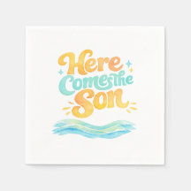 Akvarell Här kommer sonen Baby Shower Servetter
