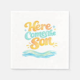 Akvarell Här kommer sonen Baby Shower Servetter