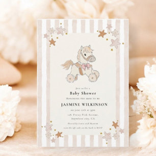 Akvarell Hästs Babyshower med QR-kod rsvp Inbjudningar