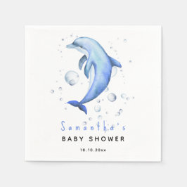 Akvarell hav delfin baby shower pappersservett