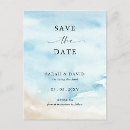 Akvarell Hav Ocean Sommar Strand Spara Datum Meddelande Vykort