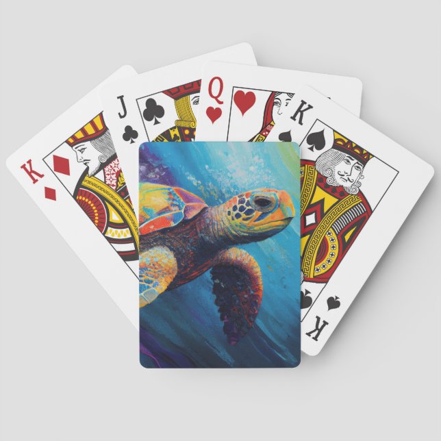 Akvarell Havssköldpadda Casinokort (Baksidan)