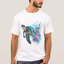 Akvarell Havssköldpadda PNG Ocean Kustdesign T Shirt