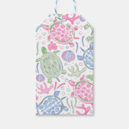 Akvarell Havssköldpaddor Hav Presentetikett