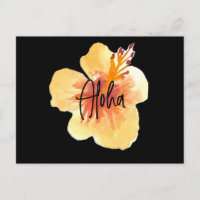 Akvarell Hawaii Hibiskus Gul Blommig Flytt