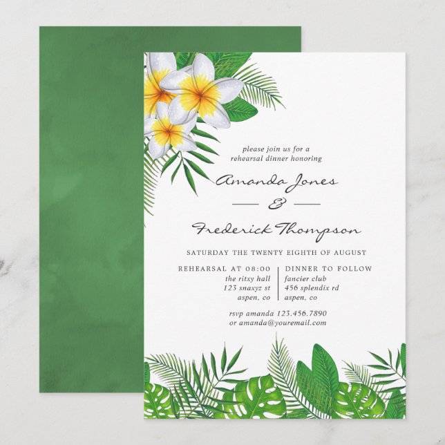 Akvarell Hawaiian Aloha Luau Övningsmiddag Inbjudningar (Fram/baksida)