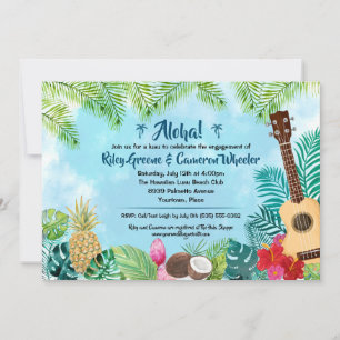 Akvarell Hawaiianskt Luau-fest Inbjudningar
