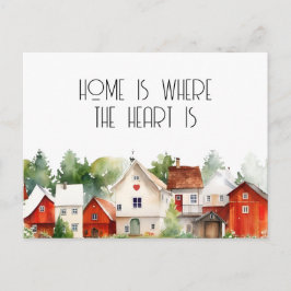 Akvarell Hemmet är där hjärtat är Fastighetsmäklar Vykort