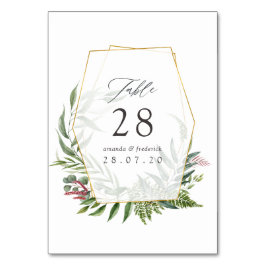 Akvarell Herbarium Geometrisk Bröllop Bordsnummer