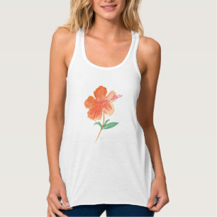 Akvarell Hibiskus Botanisk Blomma Orange Linne Med Racerback