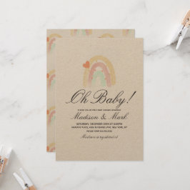 Akvarell Hjärtat Regnbåge Stroke Baby Shower Rusti Inbjudningar