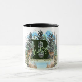 Akvarell Hjort Personlig Monogram Bokstav B Mugg