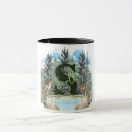 Akvarell Hjort Personlig Monogram Bokstav S Mugg