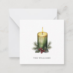 Akvarell Holiday Candle Festiv Illustration Anteckningskort
