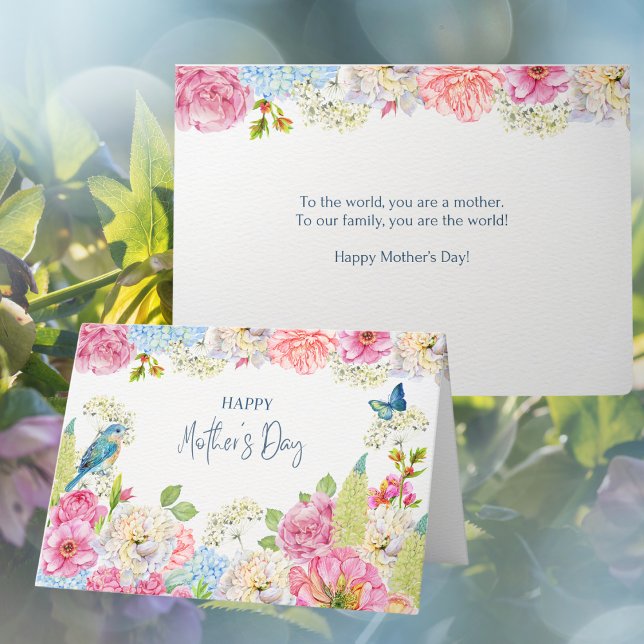 Akvarell Hortensia Peonior Mors dag Helgkort (Skapare uppladdad)