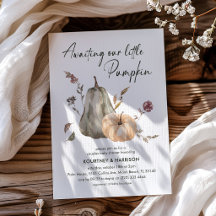 Akvarell Höst Fall Pumpa Par Babyshower