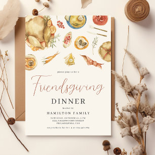 Akvarell Höst Fall Turkiet Vänner Thanksgiving Mid Inbjudningar