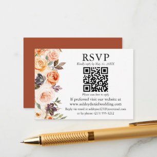 Akvarell Höst Floral QR RSVP Terrakotta Tilläggskort