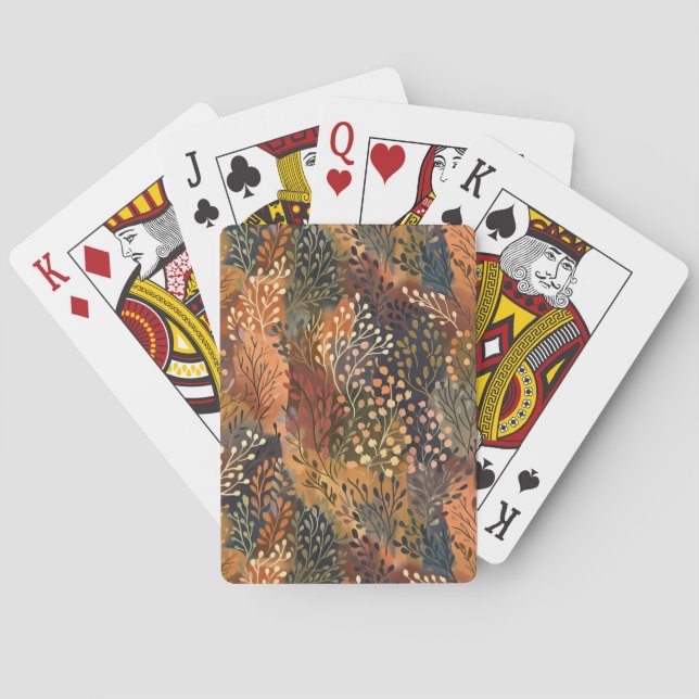 Akvarell Höst Grön Orange Casinokort (Baksidan)