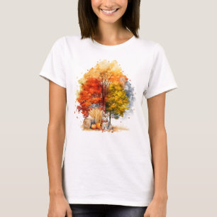 Akvarell Höst Hund Design- Corgi T Shirt