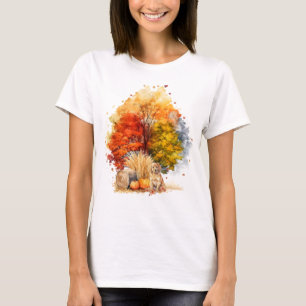 Akvarell Höst Hund Design- Golden Retriever T Shirt