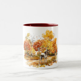 Akvarell Höst Hund Design- Tysk Pointer Två-Tonad Mugg