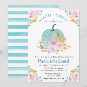 Akvarell Höst Pastell Färg Pumpor Baby Shower Inbjudningar