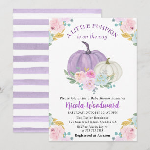Akvarell Höst Pastellfärg Pumpa Baby Shower Inbjudningar