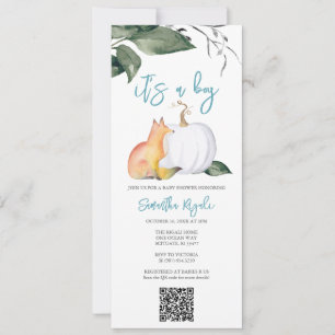 Akvarell höst skog baby pojke shower inbjudningar