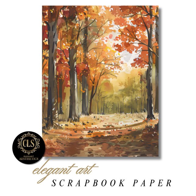 Akvarell Höst Skog Scrapbookpapper  (Skapare uppladdad)