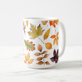 Akvarell Höstlöv Fall Foliage Mönster Kaffemugg