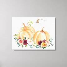 Akvarell Höstpumpor och Boho Blommor