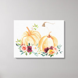 Akvarell Höstpumpor och Boho Blommor Canvastryck